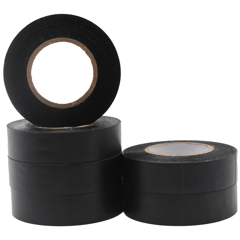 ROSEUP 6-Pack Black Electrical Tape, 3/4 in x 66ft, Professional Flame Retardant Waterproof PVC Electrical Insulation Tape