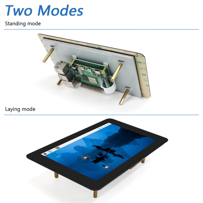 FREENOVE 7 Inch Touch Display for Raspberry Pi 5 4 B 3 B+ A+, 800x480 Pixel IPS Monitor, 5-Point Capacitive Touchscreen, Driver-Free MIPI DSI Port 7 inch IPS touchdispaly