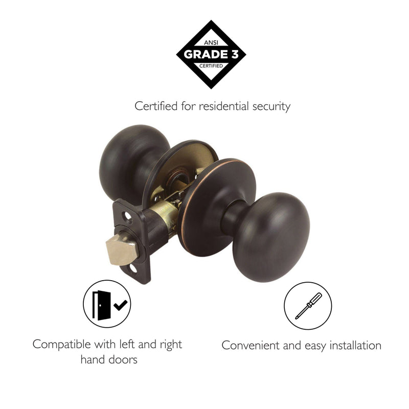 Design House 753020 Cambridge 6-Way Universal Passage Hall and Closet Door Knob Oil Rubbed Bronze