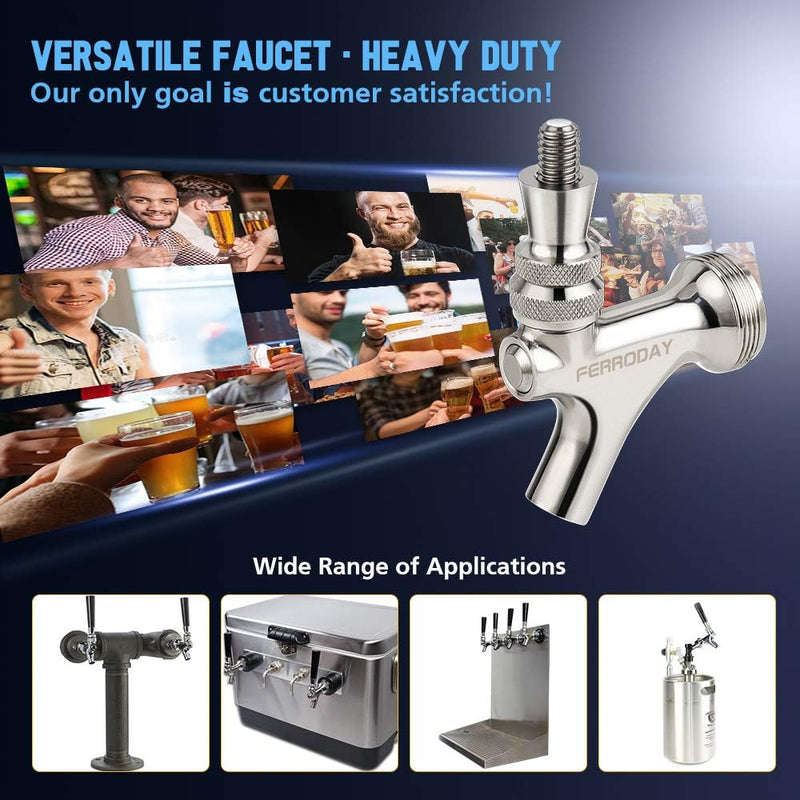 FERRODAY Beer Faucet Stainless Steel Faucet Beer Tap Keg Spout Beer Tower Faucet Beer Keg Faucet Draft Beer Faucet Stainless Steel Beer Tap Faucet Kegerator Tap Spout Kegerator Part Replacement Faucet - NewNest Australia