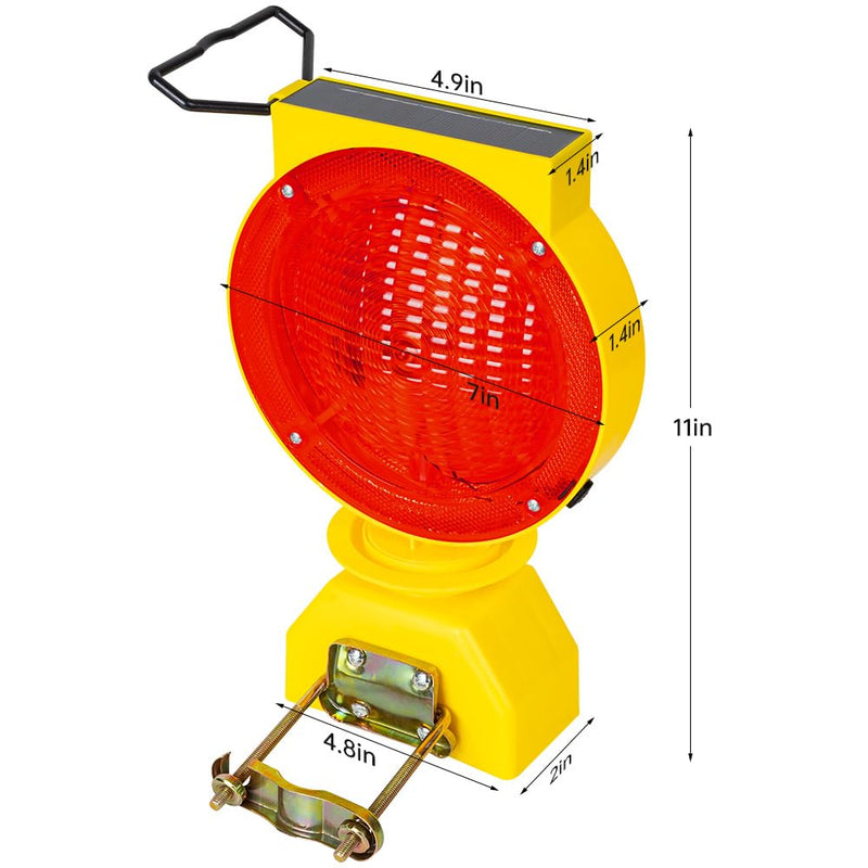 Solar Industrial Warning Lights,Wireless Waterproof Rechargeable Safety Barricade Warning Lights,Traffic Signal Flashing 2 Sided Visibility Amber LED for Road Construction and Vehicle Emergency Red