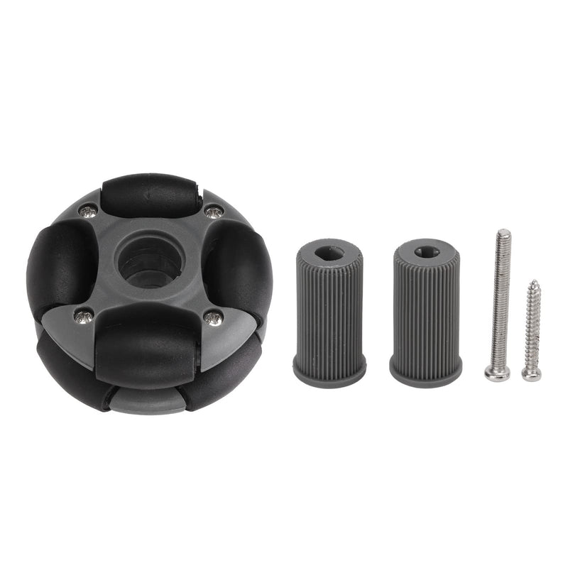 Omni Directional Wheel, Side Mobility Black Gray Load 2kg Omni Wheel 360 Rotating Nylon with Circular and Crossed Shaft Coupling for Robotic Competition