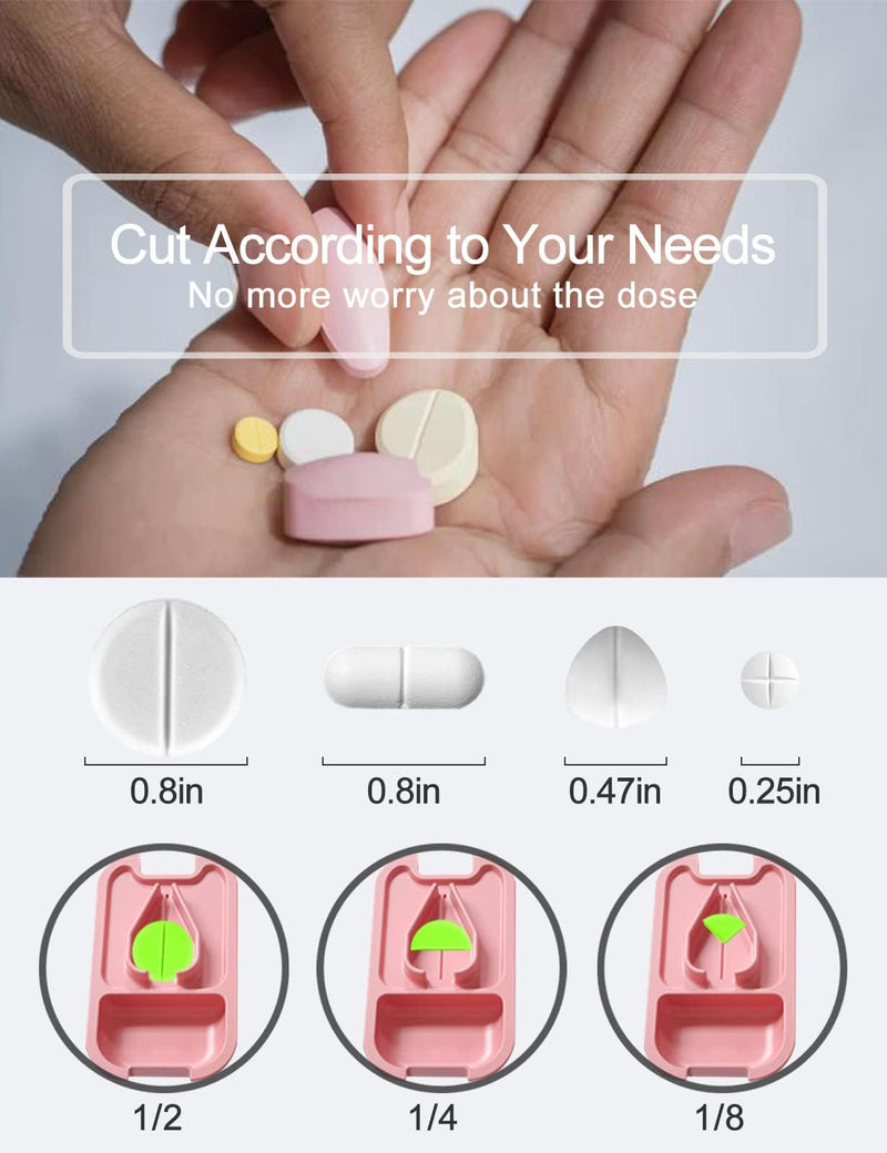 DUBSTAR Small Pill Cutter, Pill Cutter Splitter for Small and Tiny Pills, Portable Pretty Pill Cutters for Large Pills, Cuts Vitamins Tablets for Purse Pocket (Pill Cutter, Blue)