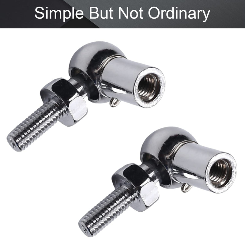 Heyiarbeit 2Pcs Rod End Ball Bearing with Stud, M6 Female Thread 6mm Round Handle Dia A3 Steel Silver Tone 6x6mm