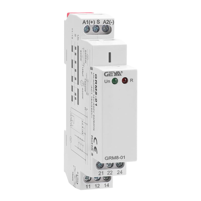 GEYA Electronic Latching Relay Memor Impulse Relay SPDT 16A Wide Range Voltage Din Rail Mounted(GRM8-02,AC/DC12V~240V) AC/DC12V~240V GRM8-01