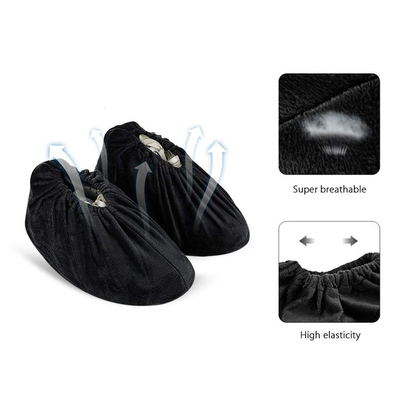 LAKE OF FIRE 5 Pairs Reusable Shoe Covers Non-slip, Washable Thickened Boot Covers for Floor Carpet Protection Black