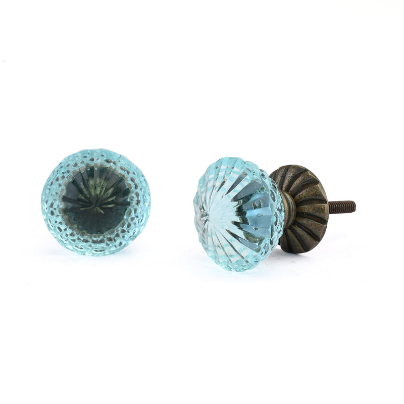Perilla Home Set of 6 Knobs Glass Cassandra Knob Modern Decorative Glass Knobs for Home Decor, Kitchen, Cabinet, Hardware, Cupboard, Door, Dresser, Wardrobe and Drawer Pulls Aqua Blue Aqua Blue - Cassandra