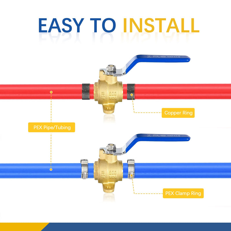 10PACK GUOFIS 1/2"PEX Crimp Shut off Ball Valve with Drop Ear(VALVE274-10) 10 Blue Handle