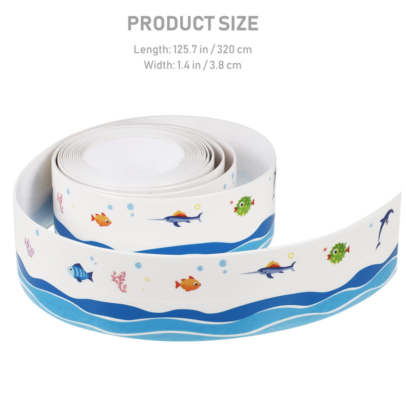 Housoutil Caulk Strip Tape Shower Sealant Strip Self Adhesive Caulking Sealing Tape for Kitchen Bathroom Sink Countertop Toilet Bathtub Sea Animal Pattern Sky-blue