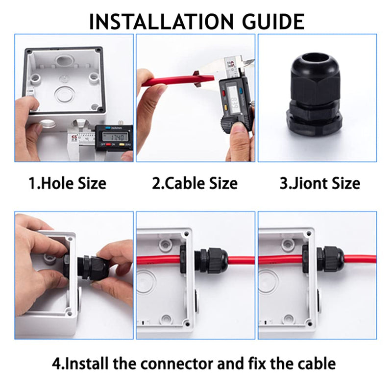 PENGLIN Cable Glands 3/4" NPT Nylon Cable Connector, Strain Relief Cord Connector, IP68 Waterproof Adjustable Locknut(3/4 Inch (10-Pack)) 3/4 Inch (10-Pack)