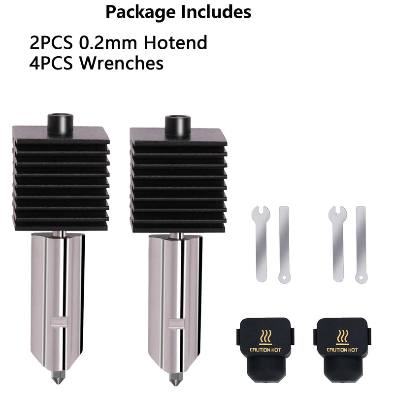 2PCS A1 Mini Upgrade Hotend Kit, 3D Printer Print Head Hot End Heating Block Kit with 0.2mm Hardened Steel Nozzle and Silicone Socks for Bambu Lab A1/A1 Mini 2 Pack