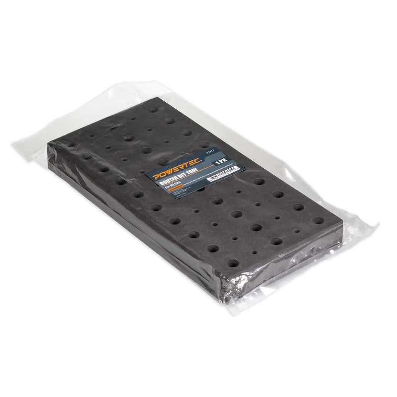 POWERTEC Router Bit Tray Organizer - Holds 50 Bits | 30 1/2" and 20 1/4" Shank Router Bit Holder for Tool Box and Drawer Storage Solution (71217) Router Bit Tray, 50 Bits