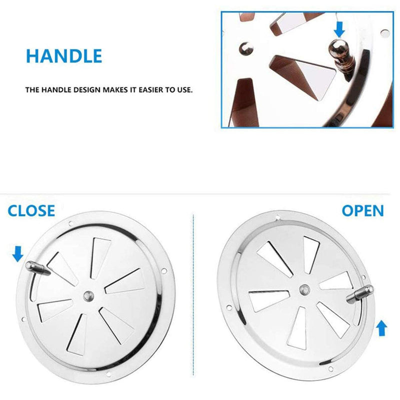 heyous 2pcs 316 Stainless Steel Boat Marine Air Vent Louver Round Butterfly Air Vent Gill Plate with Side Knob