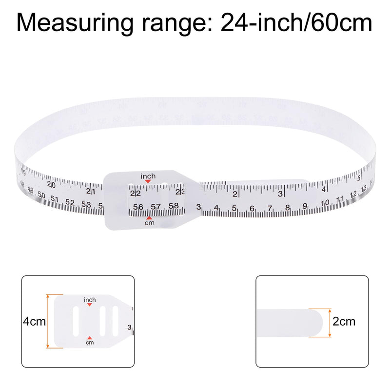 HARFINGTON 6Pcs Head Circumference Tape 24"(60cm) Flat Plastic Measuring Rule Measure for Child Head Arm Circumference, White 2cm 6