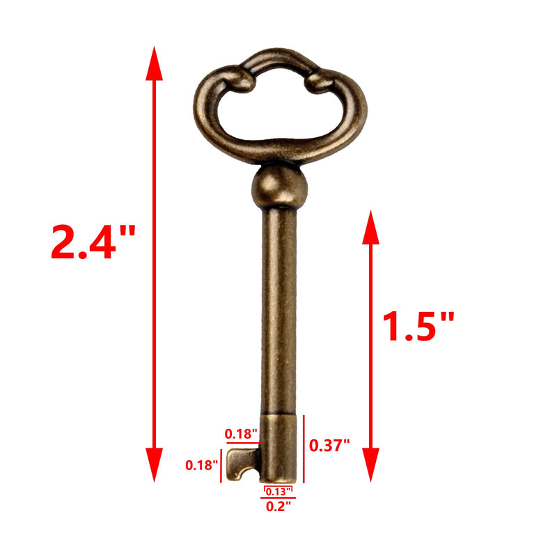 KY-2AB and KY-3AB Skeleton Key, Hollow Barrel Skeleton Key, Universal Barrel Replacement Key, Antique Brass Skeleton Keys, Generic Skeleton Key for Vintage Furniture and Locks