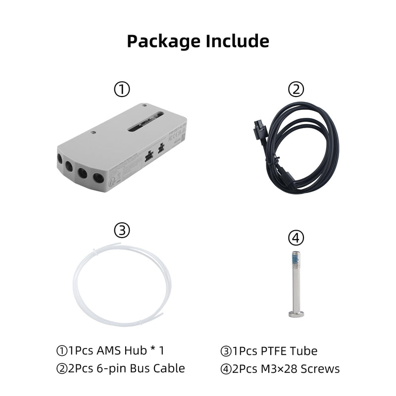 Immdinogo AMS Hub Connection Kit for BambuLab P1P/P1S/X1/X1C: Expand to Connect Maximum of 4 AMS Units 16 Channels - Improved Refueling Filament Speed 3D Printer Accessories