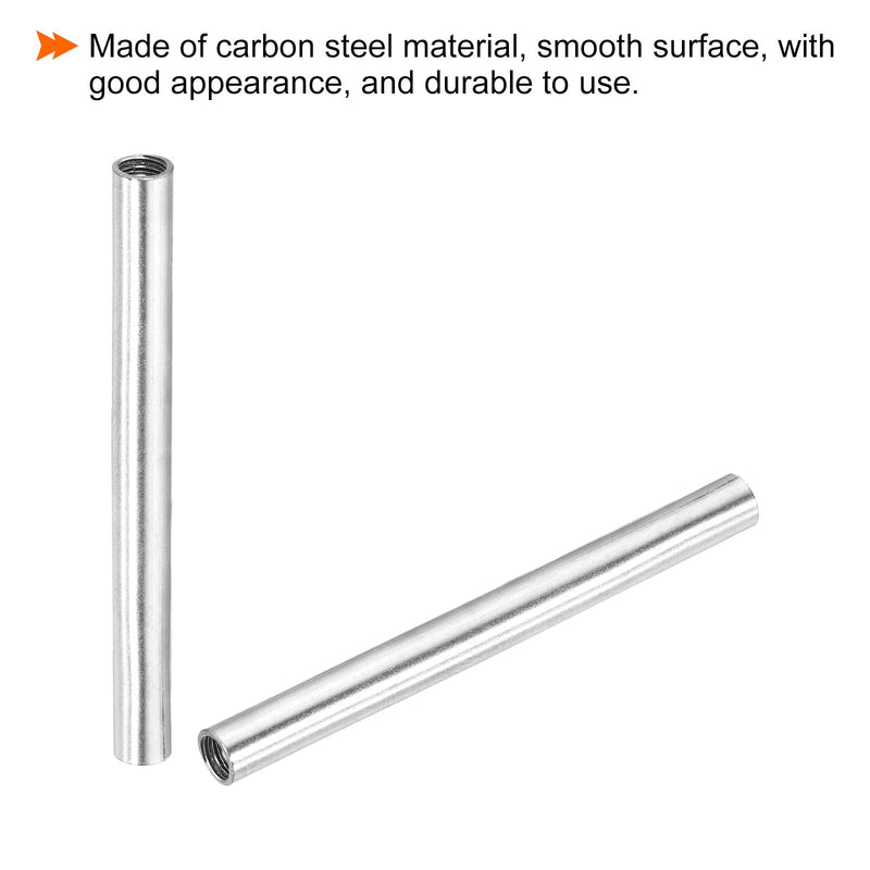 MECCANIXITY Round Coupling Nut, M4x0.7mm Female Thread 50mm Threaded Round Sleeve Connector Rod Bar Stud Tube Nut Hardware Fastener, Silver Pack of 30