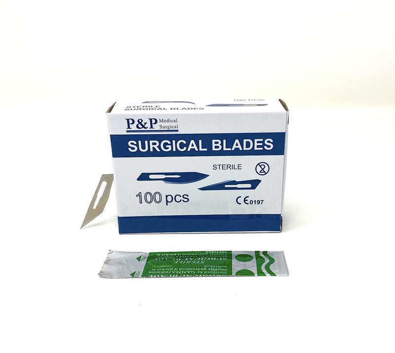 Disposable Surgical Scalpel Blades Sterile High Grade Carbon Steel 2.1% 10xx Individually Foil Wrapped by P&P MEDICAL SURGICAL Size 10A Box of 100