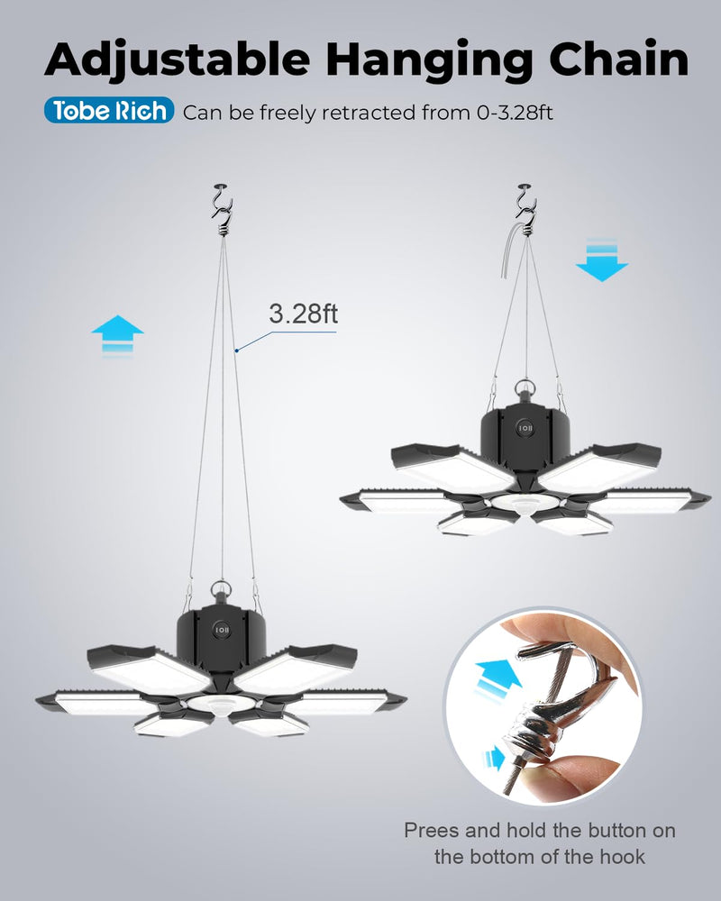 Motion Sensor Garage Light Plug in- Ultra Bright 200W 20000LM Motion Activated Shop Light with 3 Modes, 6500K Indoor Motion Light Bulb for Garage, Workshop, Utility Room (1 Pack) 1