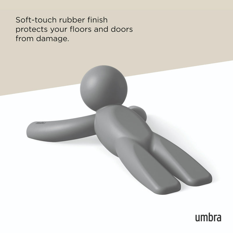 Umbra Buddy Door Stop, Heavy-Duty and Flexible, Soft-Touch Finish, Protects Your Floors, Grey Dark Gray 1 Pack
