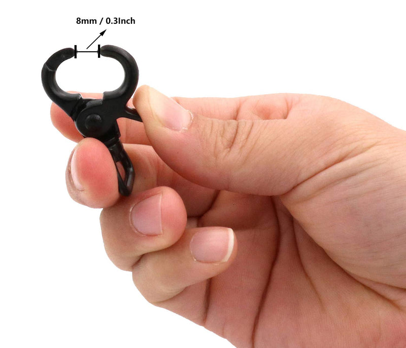 BIKICOCO 5/8'' Swivel Trigger Snap Hook Lobster Claw Clasp Spring Loaded Clip, D-Ring Ended, Black - Pack of 10 5/8'' Eyelet Black x 10 Pcs