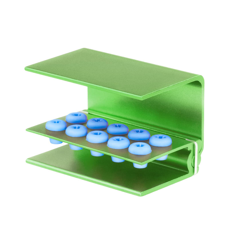 5pcs 10 Holes Dental Burs Holder Block Case with Blue Silicone Dental Autoclavable Burs Holders (Green) Green
