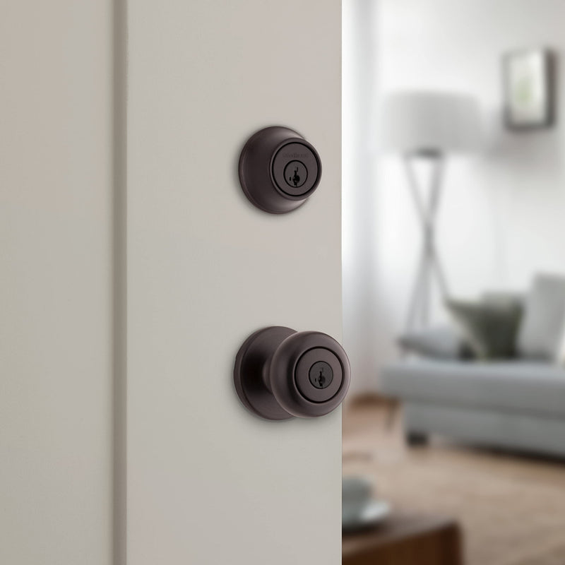690 Cove Keyed Entry Knob and Single Cylinder Deadbolt Combo Pack featuring SmartKey in Venetian Bronze featuring Microban 1 Pack With SmartKey