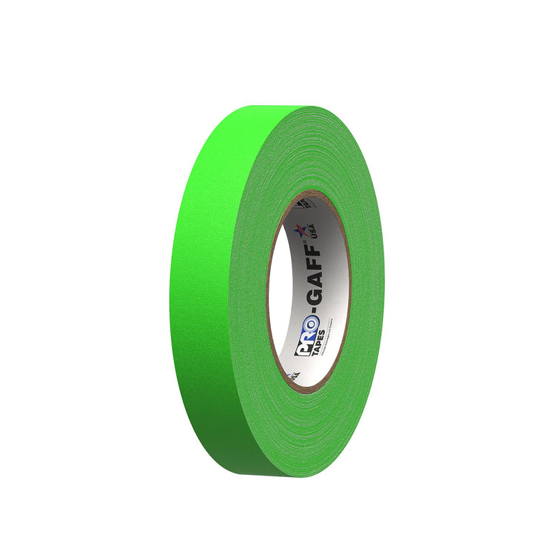 1" Width ProTapes Pro Gaff Premium Matte Cloth Gaffer's Tape With Rubber Adhesive, 50 yds Length x, Fluorescent Green (Pack of 1)