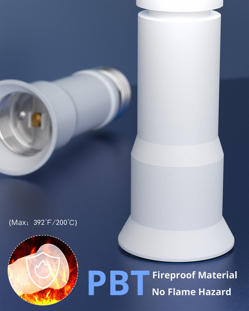 JACKYLED E26 Light Socket Extender 4-Level Extendable, 3.1-4.3in/8-11cm Extension E26/E27 Bulb Adapter Socket Converter, Light Bulb Extension, Lamp Bulb Adapter for Living Room, Kitchen, 2-Pack