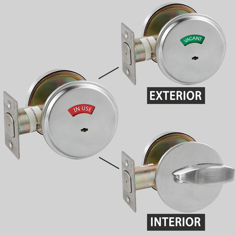 in-Use/Vacant Commercial Deadbolt, Heavy Duty Satin Chrome Grade 2 Privacy Indicator Deadbolt for Bathroom/Office, UL3 Hour Fire Rated, Left&Right Handed, 2 3/4" Backset 1