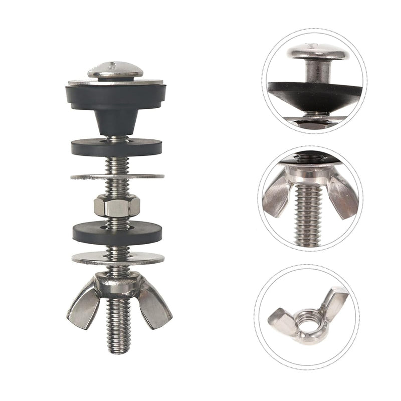 2PCS Universal Toilet Tank to Bowl Bolt Kit, Heavy Duty Bolts Toilet Bolts with Waterproof Stainless and Rubber Washers Gasket, Extra Long Nuts Easy to Install 2