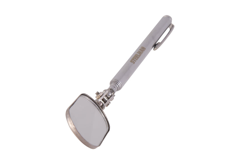 Steelman 21-Inch Telescoping Auto Inspection Mirror, Articulating 1 x 2-Inch Rounded Rectangular Mirror, Pocket Clip, Plated Brass 21 inches