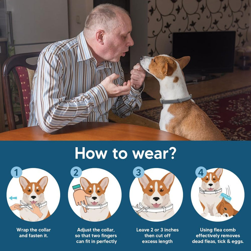 Flea and Tick Collar for Small Dogs, Flea Collar for Dogs, Tick Collar for Small Dogs, Dog Tick Collar, Dog Flea Collars, Soft & Adjustable, 8 Months Protection, Easy to Use-2P 1.2 Ounce (Pack of 2)