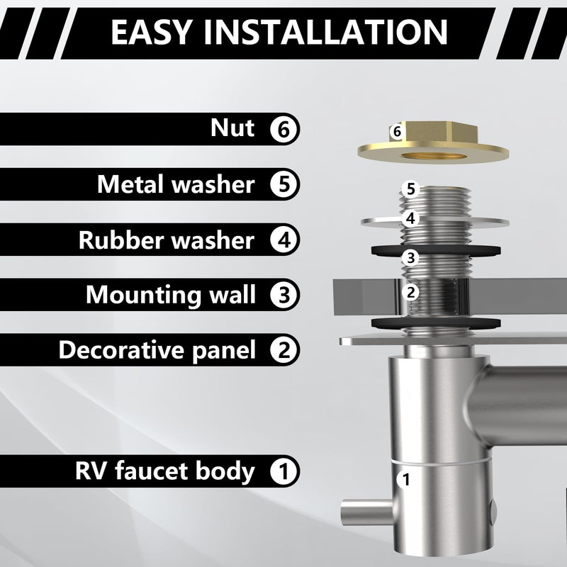 All Metal RV Shower Faucet, TONNY 4" Camper Shower Faucet Valve Diverter, Replacement for RV Camper Shower Faucets, Brushed Nickel