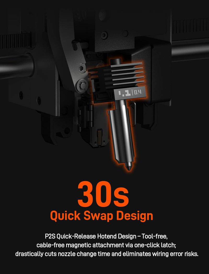 4Pcs 0.2/0.4/0.6/0.8MM H2 Series/X2D/P2S Hotend for Bambu Lab P2S/H2D/H2S/H2C/X2D 3D Printer, High Temperature Quick Swap Hardened Steel Nozzle Replacement with Silicone Cover Socks 4Pcs 0.2/0.4/0.6/0.8mm Hotends
