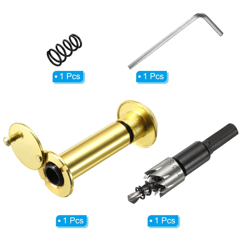 PATIKIL 9/16" Door Viewer Peephole, Copper Privacy Door Viewer with Privacy Cover, 180-Degree Fits 2-3/16" to 3-3/4" Door with 14mm/0.55" Drill Bit for Security, Gold