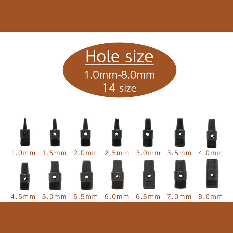 Japan Made Belt Hole Puncher for Leather 14 Sizes of Interchangeable Punch Blade, POLARIS Brand Genuine Japanese Tool