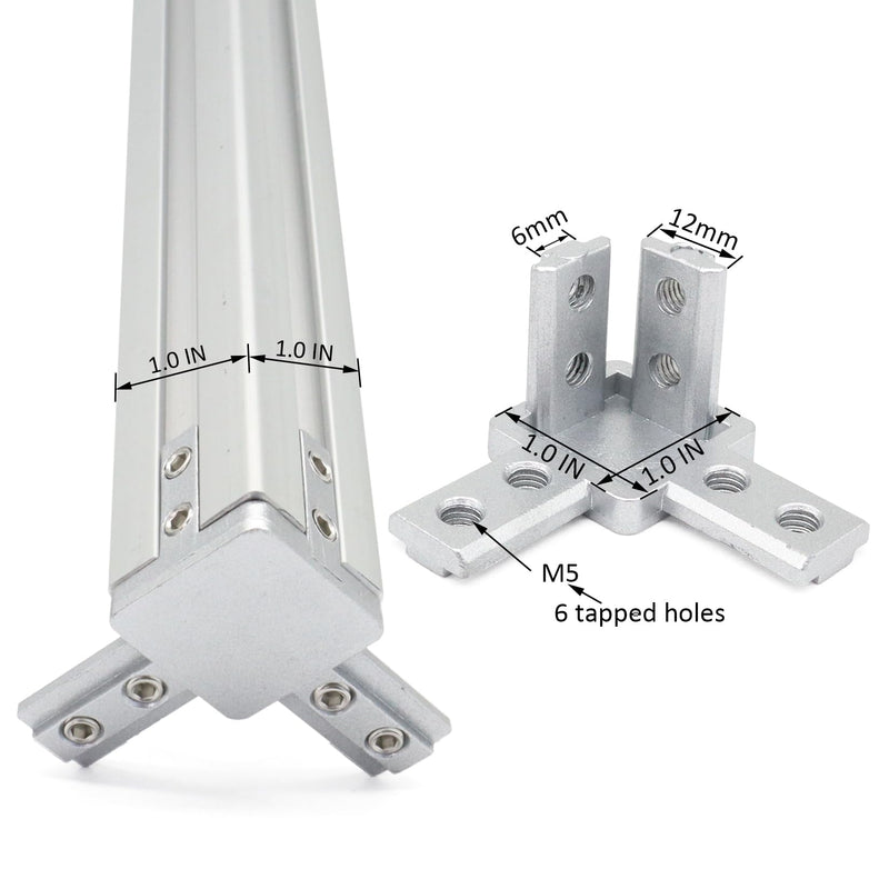 8Pcs 10 Series Aluminum Extrusion Profile Tri Bracket 3-Way End Corner Right Angle 1" x 1" 1 Inch Connector with Screws for 1010 Extruded Aluminium Esquina Profil 8 sets 3 way bracket with m5