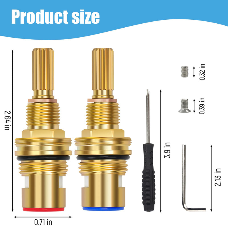 Brass 1-001 & Brass 1-002 Ceramic Valve Cartridge Set, Replacement Hot Widespread Cartridge and Cold Widespread Faucet Cartridge Replacement Brass 1-001 & 1-002