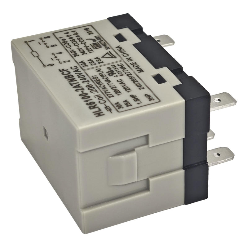 HLR6100-2ATNBCF 208-240VAC Compressor Relay – 30A 277VAC 6-Pin DPST-NO Electrical Relay with Quick Connect Terminals for High-Voltage and Inductive Loads