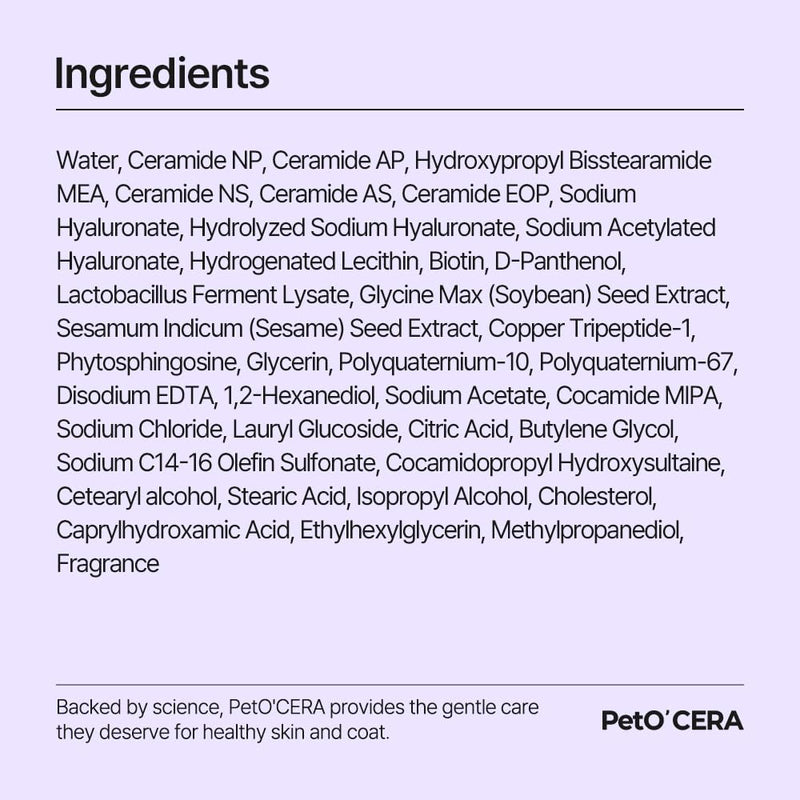 PetO’Cera Dog Shampoo Nourishing, All-in-One Dog Shampoo and Conditioner, Strengthens Skin Barrier, Itch Relief, Moisturizing, Vet Approved, Hypoallergenic, Korean Pet Skin Care (16.9 fl oz/500ml) - PawsPlanet Australia