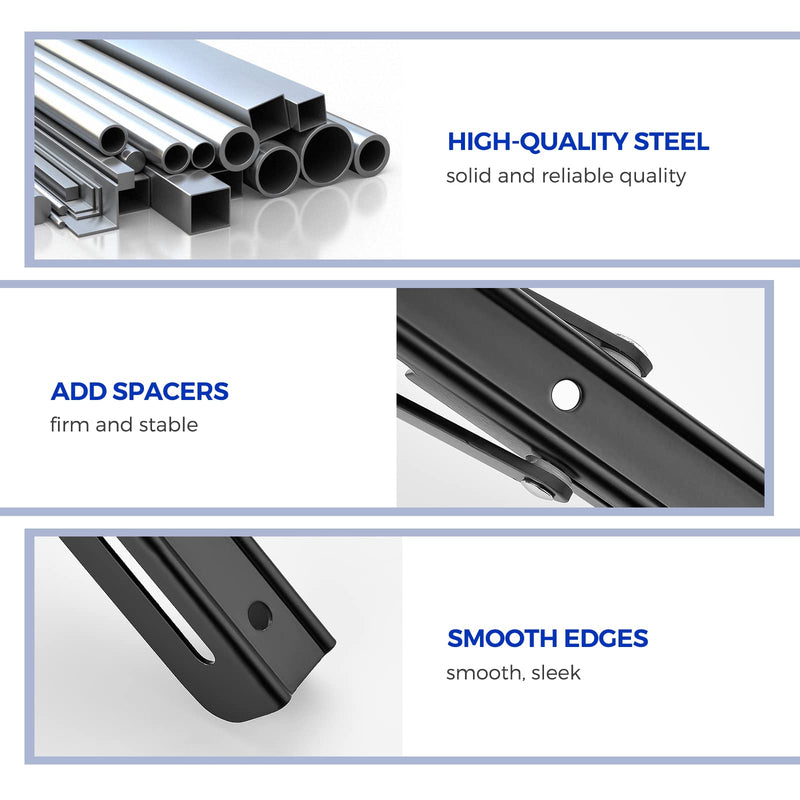 Ravinte Folding Shelf Brackets - Heavy Duty Shelf Brackets Matte Black 10 Inch Collapsible Shelf Brackets, Folding Bracket for Table Bench, Space Saving for Bench Table 2 Pack