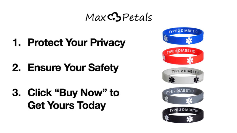 Type 2 Diabetic Discreet Medical Alert ID Silicone Bracelets Wristbands 5 Pack