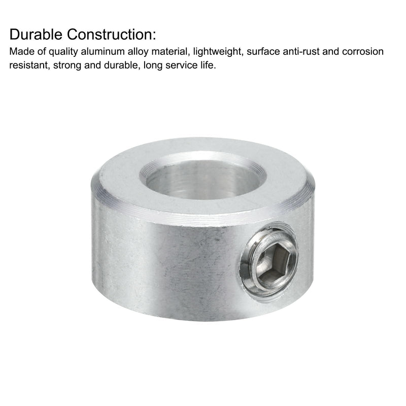 uxcell 4pcs Set Screw Collars 3/8" Bore, Aluminum Shaft Collars, 3/4" OD and 3/8" Thickness, Set Screw Clamp Collar, Stop Collar for Linear Rod Shaft Guide
