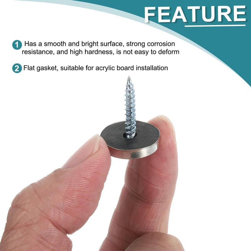 uxcell 12pcs Screw Covers Caps, 18mm Dia Stainless Steel Mirror Screws Decorative Cover Caps Nails Flat Gasket Mirror Screw Fasteners for Sign Advertising Hardware Construction, Silver