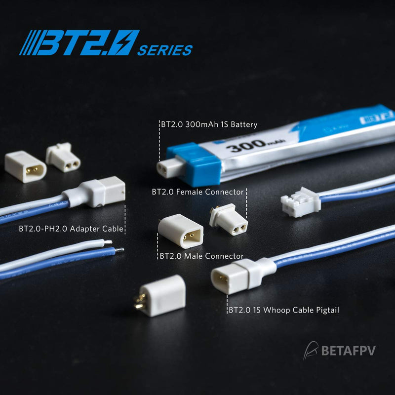 BETAFPV 6pcs BT2.0-PH2.0 Adapter Cable 22AWG for BT2.0 300mAh 1S Battery with 1.0mm Banana Connector Meteor65 1S Brushless Whoop Drone