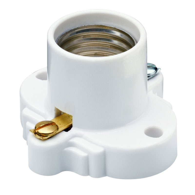 Legrand Pass & Seymour S752WCC10 660W 250V Medium Base A26 Lampholder, Cleat Sockets, Front Wire, White (1 Count) 1 Count (Pack of 1)