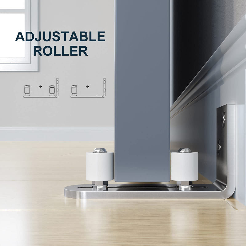 EaseLife Sliding Barn Door Bottom Floor Guide,Ball Bearings Adjustable Stay Roller,Wall Mount System,Flush Flat Bottom Design 2 Chrome