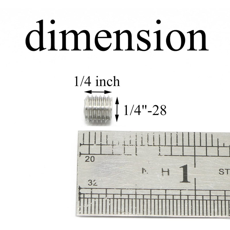 25pcs 1/4-28x1/4" Hexagon Hex Socket Set Screws 304 Stainless Steel Full Thread Cup Point Grub Screws 1/4-28x1/4 inch