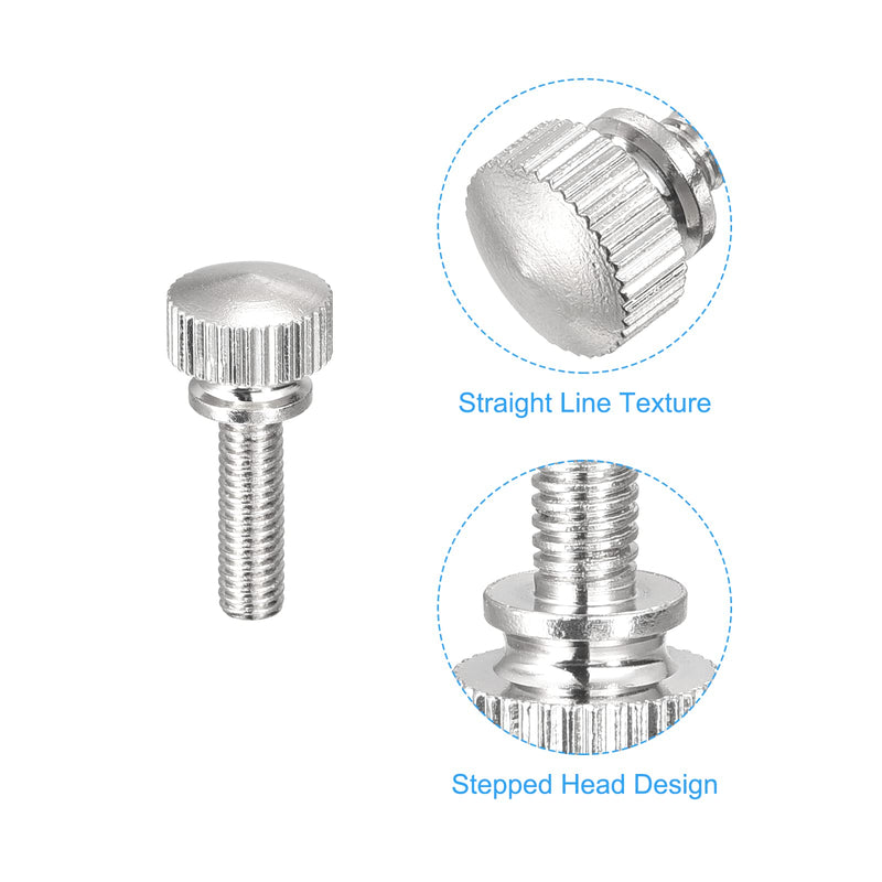 uxcell Knurled Thumb Screws, M4x14mm Brass Shoulder Bolts Grip Knobs Fasteners, Nickel Plated 10Pcs